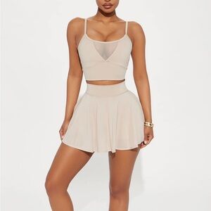Beige Nova Sport active skirt set